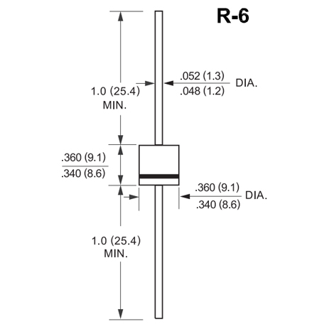 ASEMI R6 尺寸圖